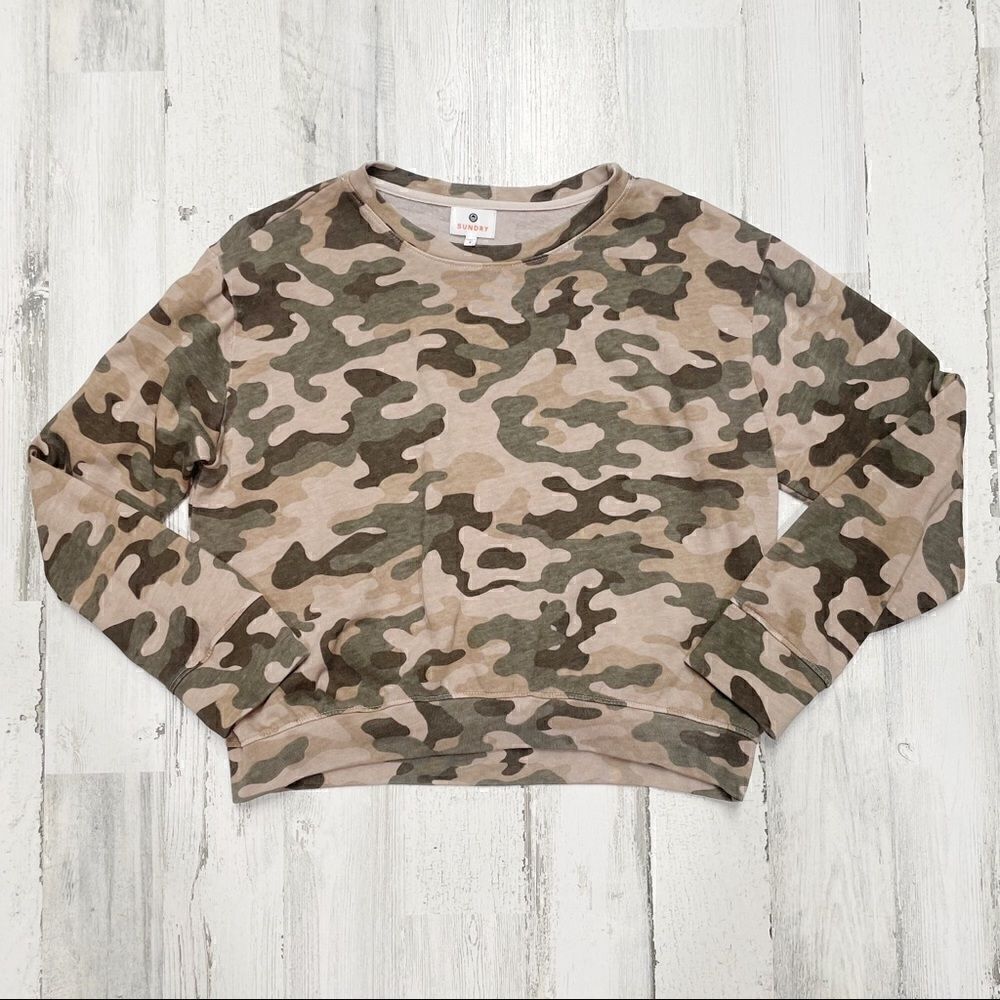 Sundry Camo Long Sleeve Crew Neck